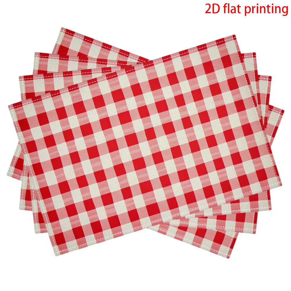 TEMU 2d Flat Printing 4pcs Rectangular Placemat Non-real Embroidery Fashionable Placemat Heat-resistant And Easy To Clean 12 Inches * 18 Inches Home