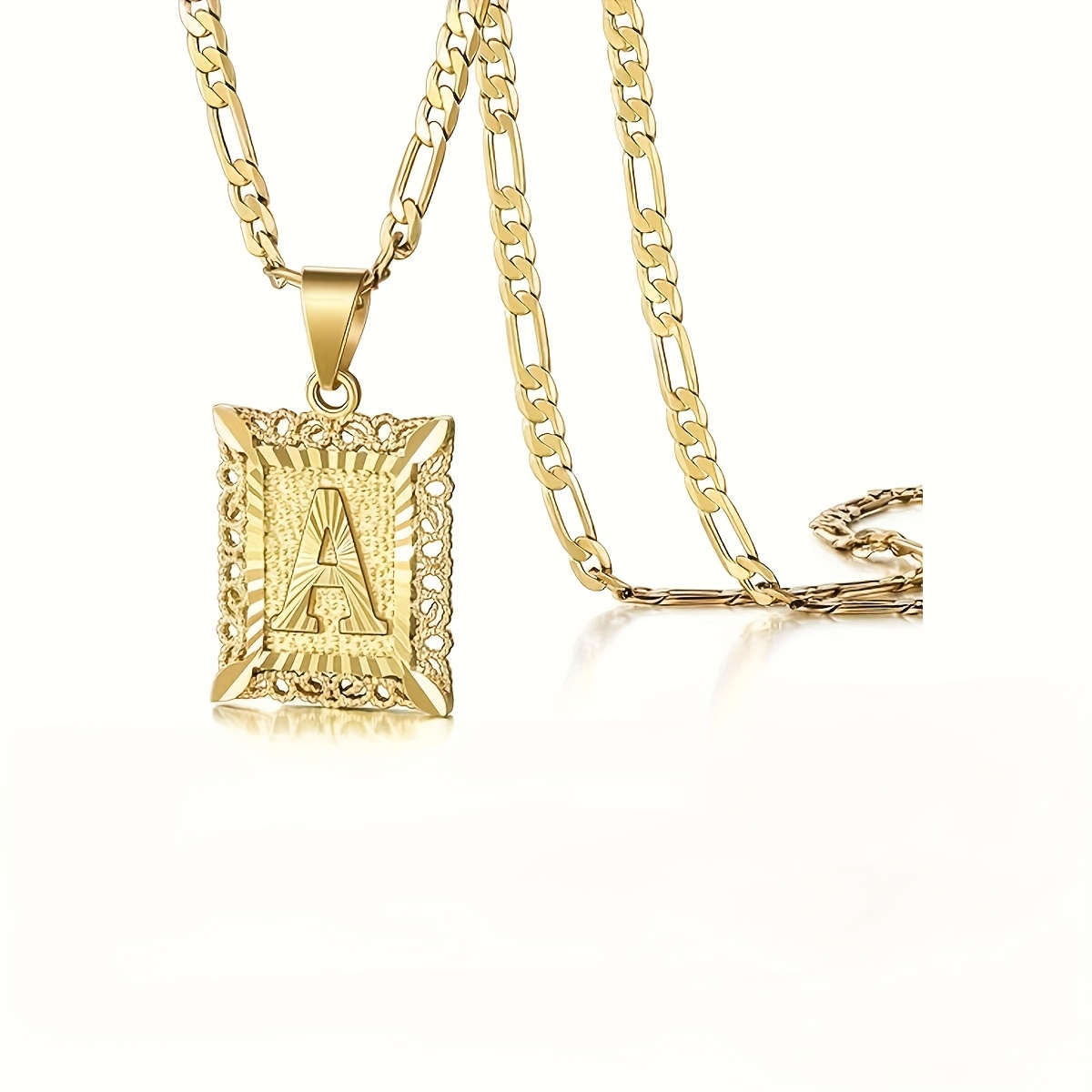 TEMU S925 18k Gold-plated Letter Pendant Necklace - Unisex Design, Square Chain With Exquisite Decoration, Suitable For Daily Wear Or As A Gift,