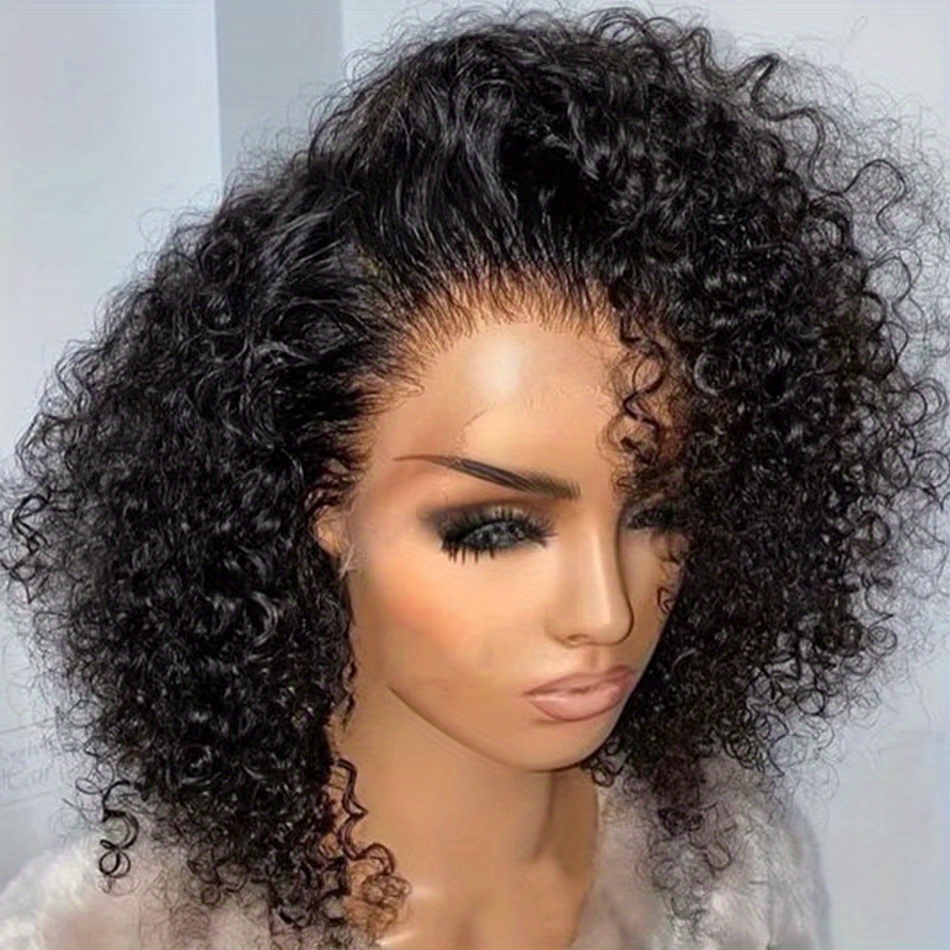 TEMU Curly Bob Wig Human Hair Glueless 13x4 Lace Front Wigs Pre For Women 250% Density Mongolian Hd Bob Lace Frontal Wigs Wet And Wave Hair