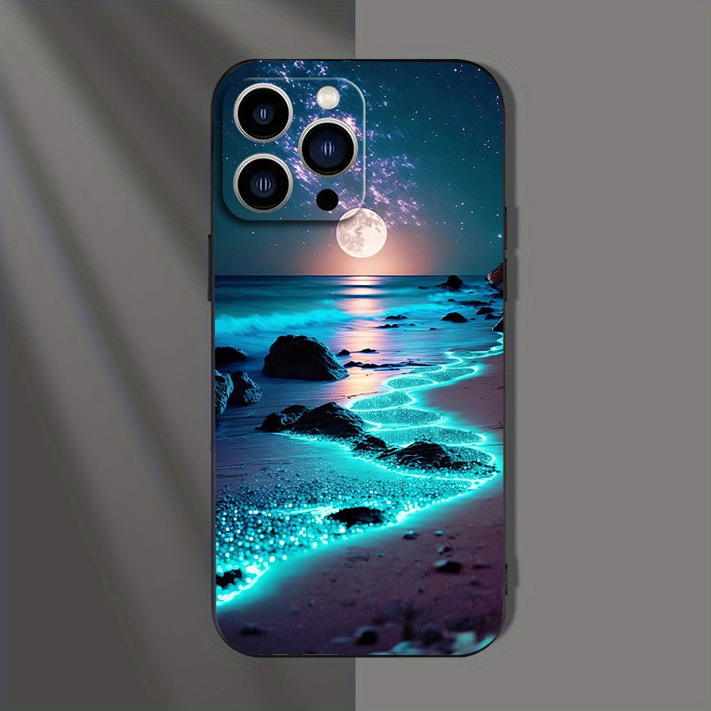 TEMU Phone Case - High-end Niche Luxury Fluorescent Ocean Creative Pattern, Suitable For Iphone 17/16/15/14/13/12/11/mini/plus/pro/max/air, Gift,
