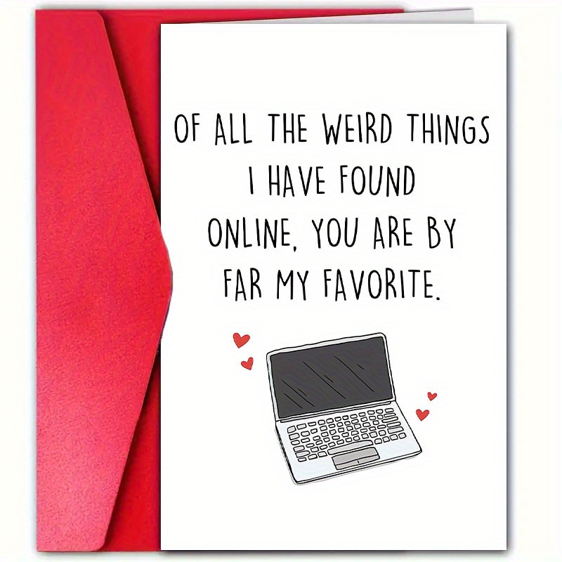 TEMU 1pc Funny Online Dating Anniversary Card With Envelope - "of All Things Online, You're " Message For Couples, Boyfriend/girlfriend, Husband/wife