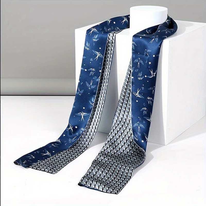 E-shop 1 Stück Eleganter Herren-Schal im Modischen Reversiblen Design, mit Blauem Sternenhimmel Schwalbemuster im Modernen Urbanen Stil