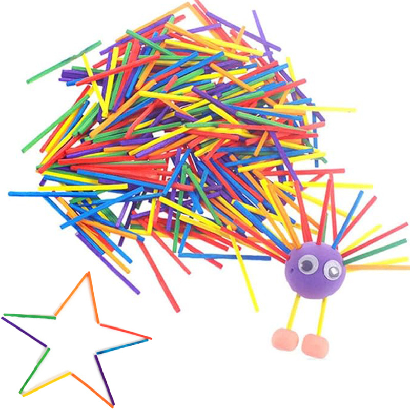 

500pcs Bâtonnets Artisanaux en Bois Colorés - Idéaux pour DIY, Comptage Mathématique & Arts Créatifs, Matériau en Bois , Artisanat en Bois