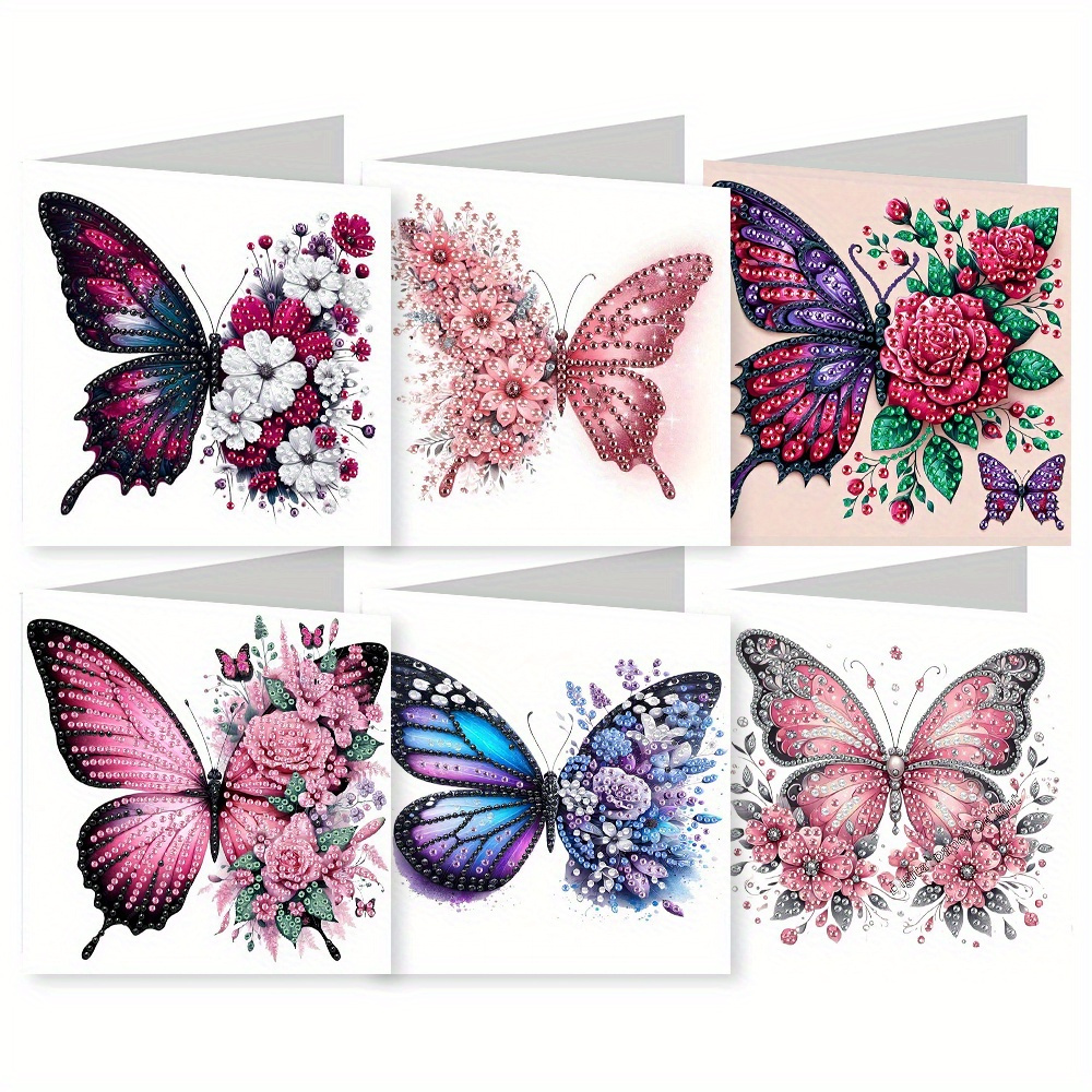 TEMU 6 Unique And Creative -themed Birthday Cards With Fun And Cute Designs. Diy Round Rhinestone Painting Card Craft Kit Includes 6 Cards, 6