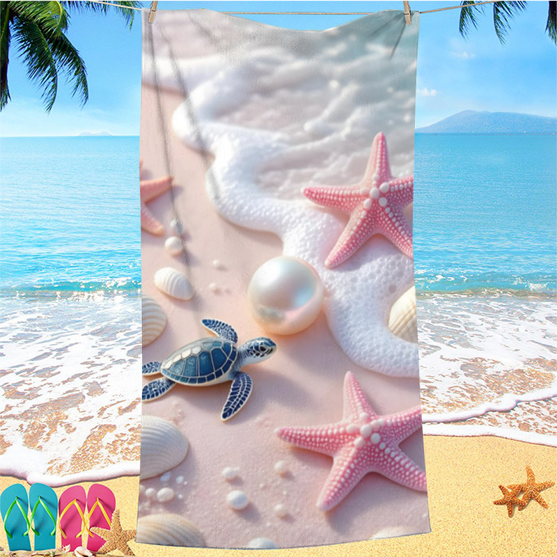 TEMU Serviette de plage 1 pièce aux roses avec imprimé tortue de mer, résistante au sable et à séchage rapide, disponible en plusieurs options, très