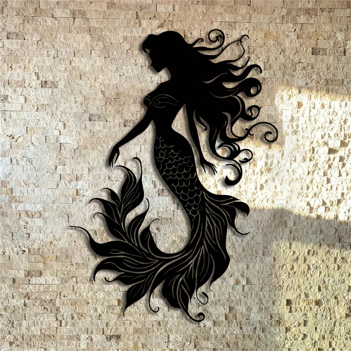 TEMU 1 pièce de décoration murale en plastique sirène 2D plate, plastifiée, pour intérieur et extérieur, pour pendaison de crémaillère, thème