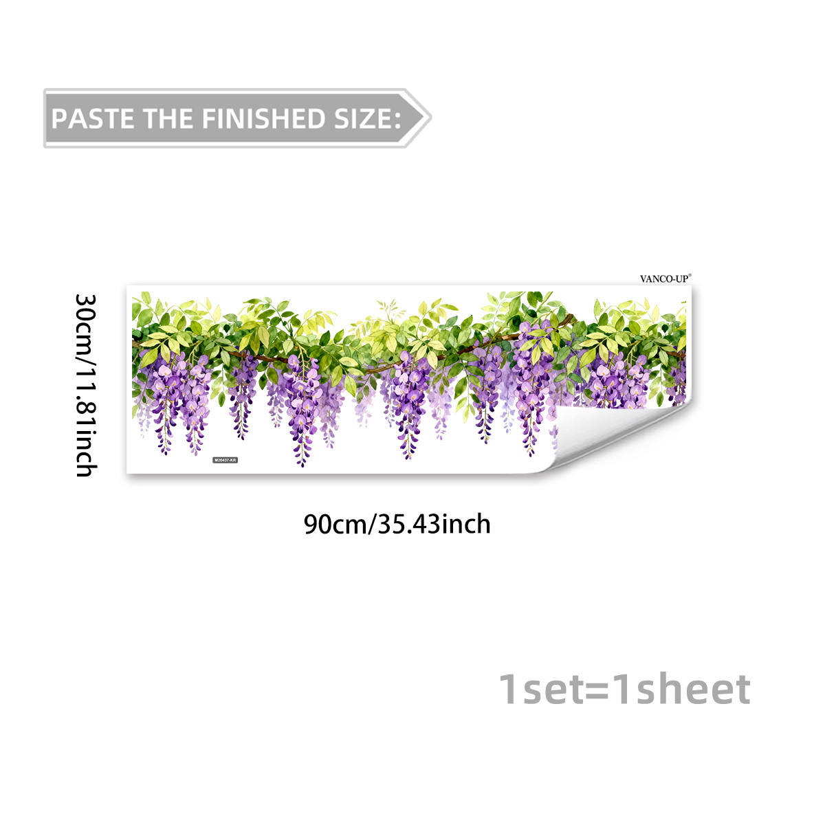 Image of 1 30*90cm Creative Wisteria Flower 2d Flat Wall Sticker, Self-adhesive Home Decor Wall Sticker, M20437, 2d Flat