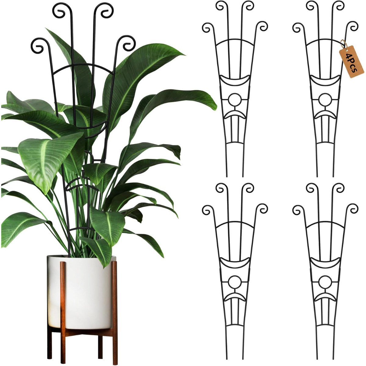 TEMU 2/4pcs 32.6in Plant Trellis For Climbing Plants Indoor, Expandable Large Metal Trellis For Potted Plants, Heavy-duty Tall Pothos Plant Climber