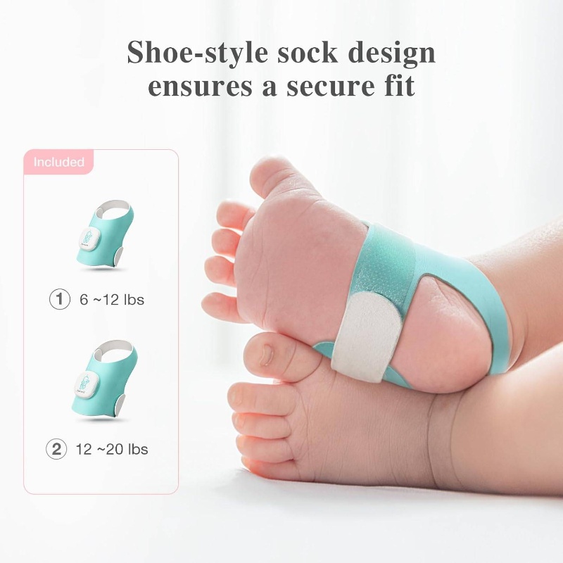 Sock Shoe Monitor - Track Heart Rate, Movement, Heartbeat with On - Device Sleep Indicator Notifications 1 - 12m, Foot Monitor, Peace of Mind