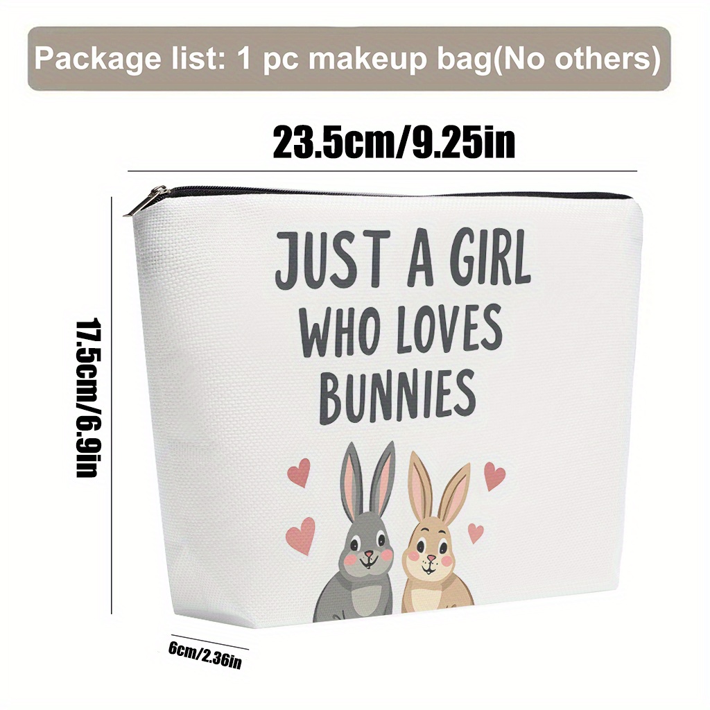 TEMU Makeup Bag 1pc, Who Bunnies Cosmetic Bag, Lightweight Cosmetic Pouch With Zipper For Women, Double Sided Print Toiletry Travel Bag& Coin Purse,