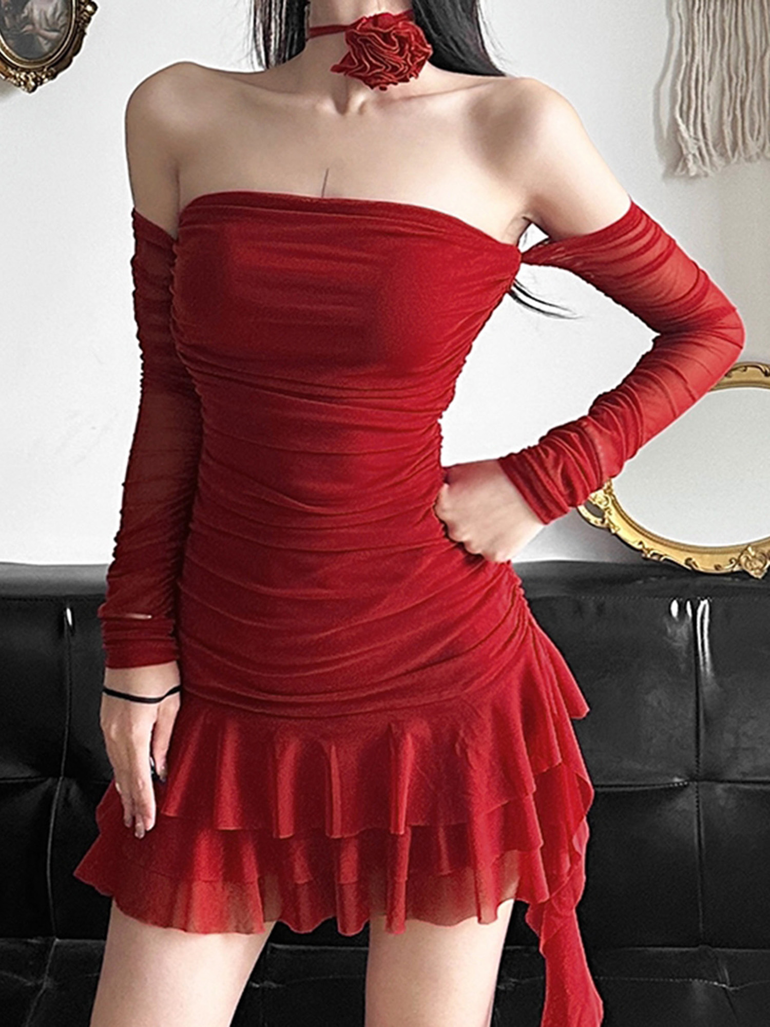 strapless open back dress JANINE MINI DRESS