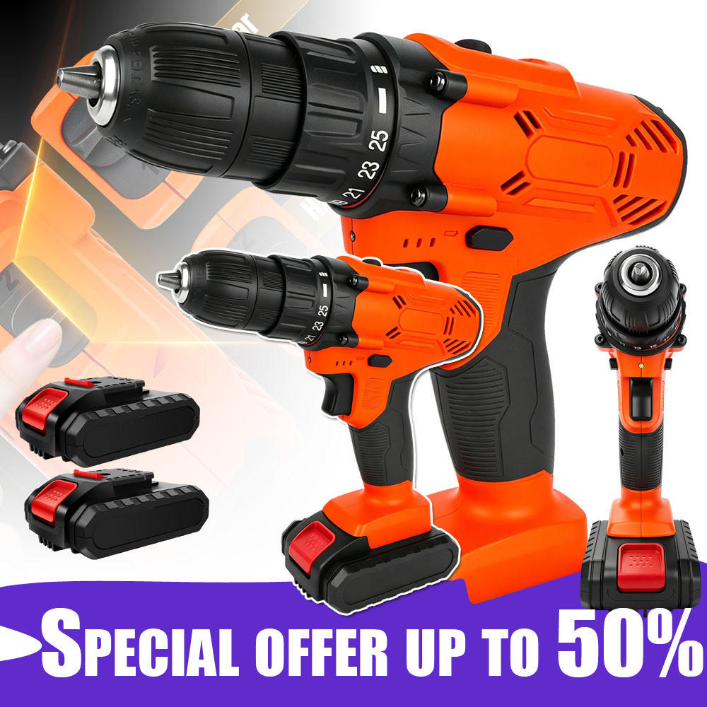 TEMU Cordless Drill Driver Set, High Torque Electric Screwdriver Power Tool, Handheld Drill With 2 Batteries And Additions Storage Case, Ideal Gift