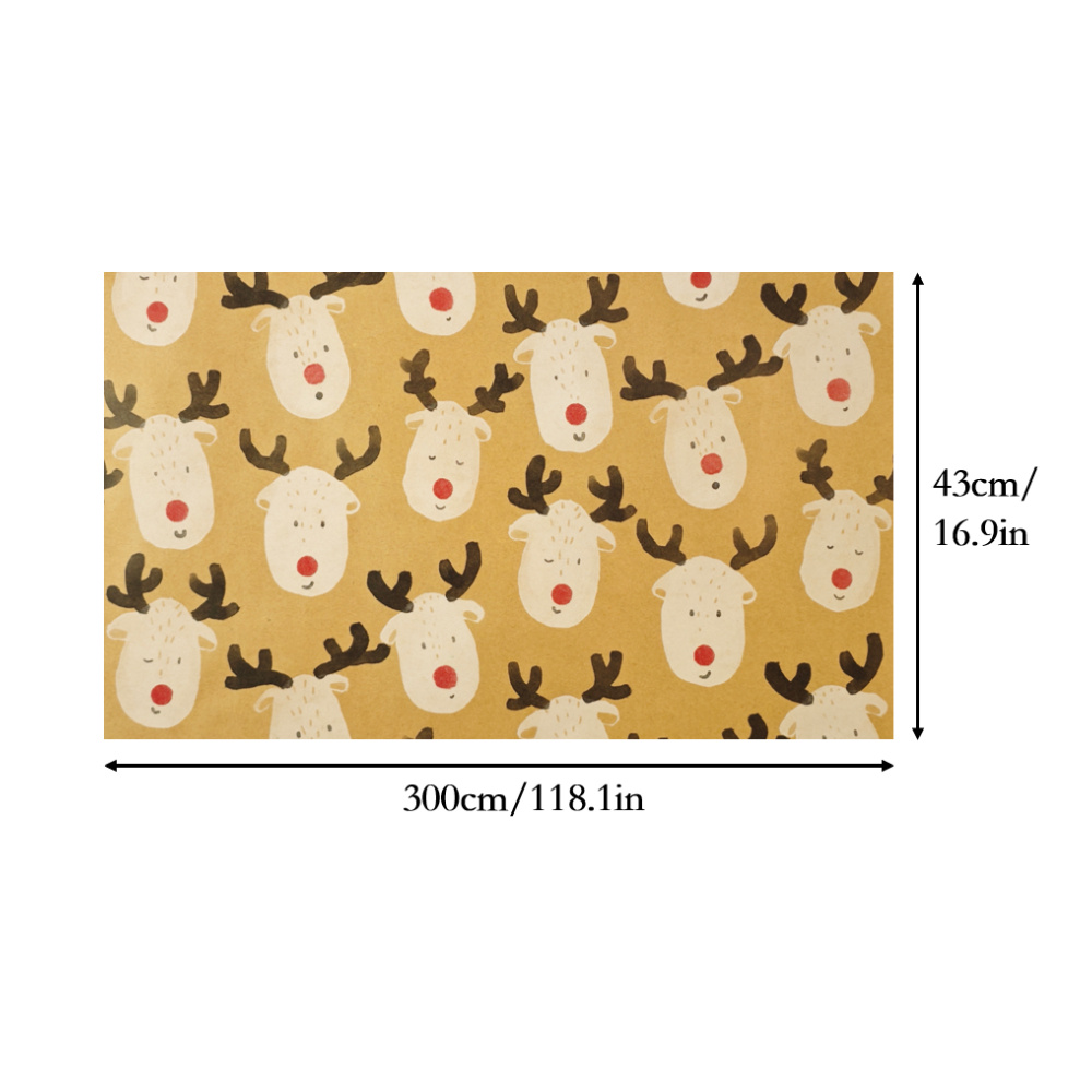 TEMU Reinforced Gift Wrap Paper, 17in X 118in Large Deer Head Pattern, , With 30% Extra Thick Tensile Strength, For Christmas, Birthday, Graduation, Bouquets & Gift Decorations