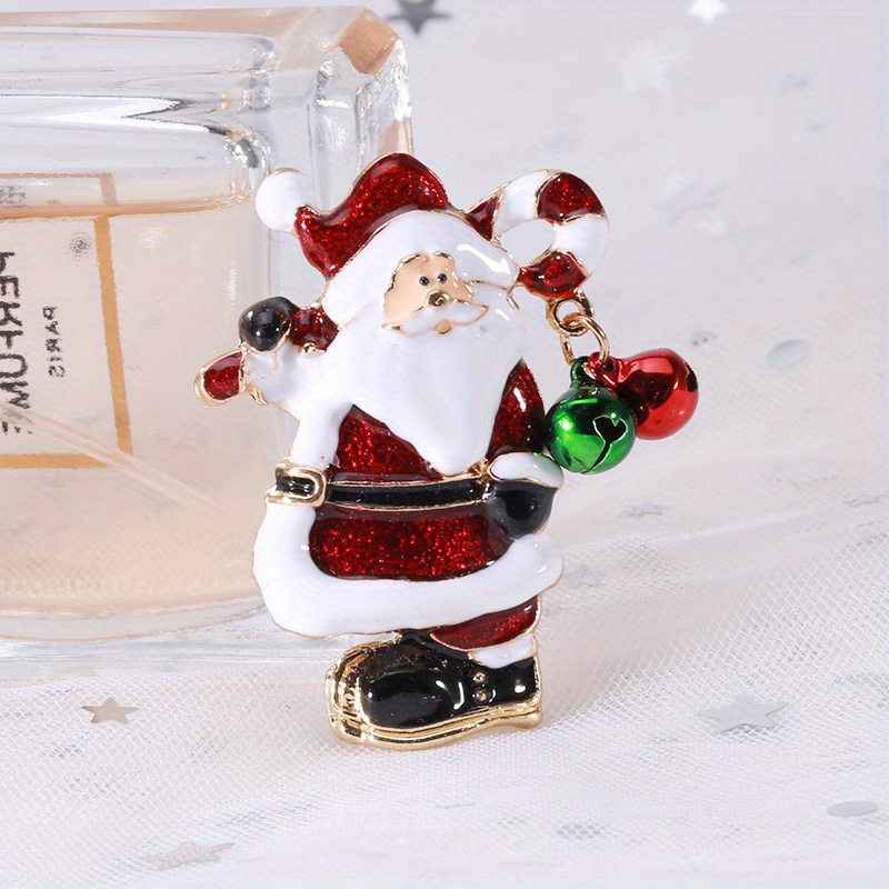 esshpule festive santa claus enamel pin christmas bell brooch for holiday outfits details 2