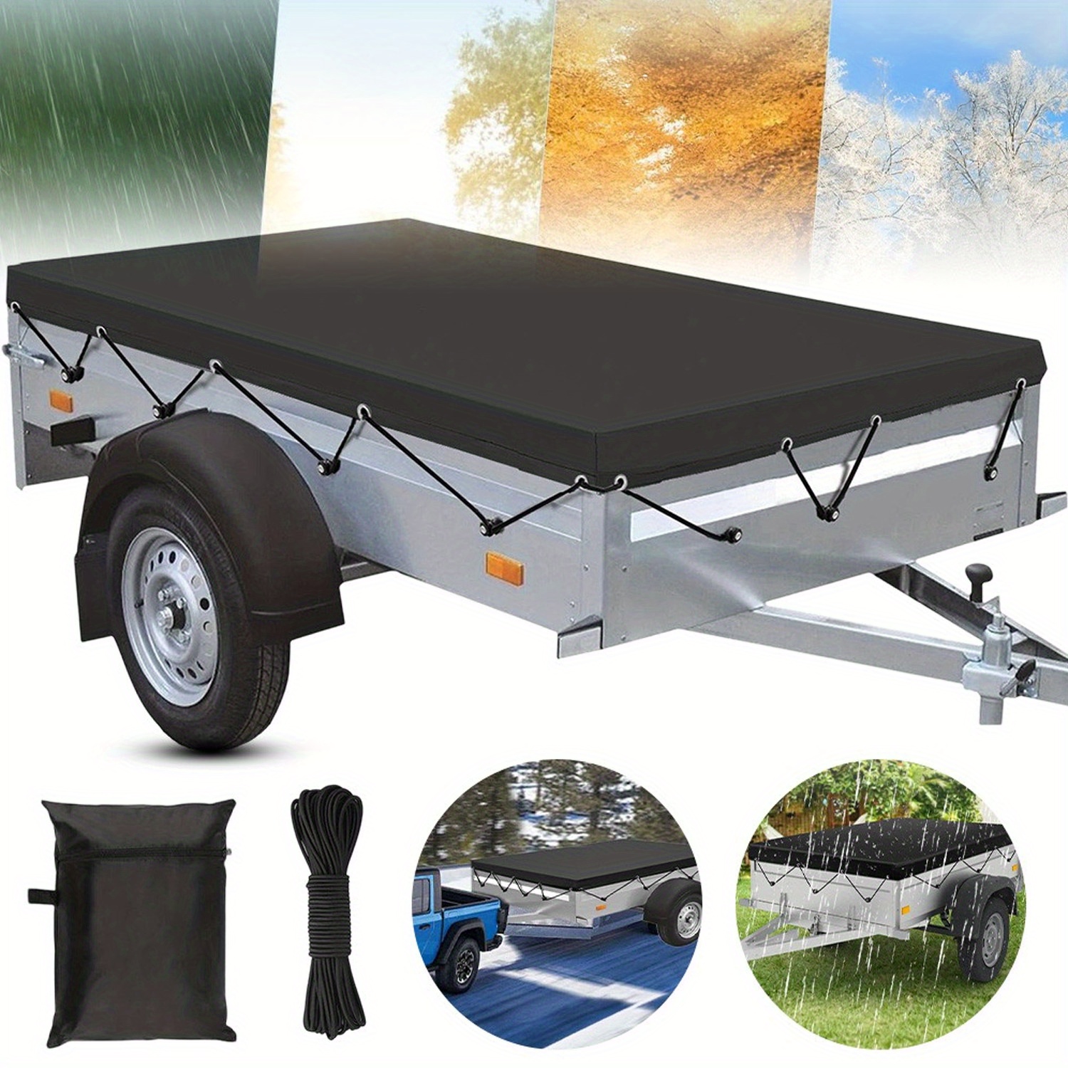 Trailer Cover, Duty Dump Trailer Cover, 600d Heavy Duty Oxford Fabric, Dump And Utility Trailer Cover