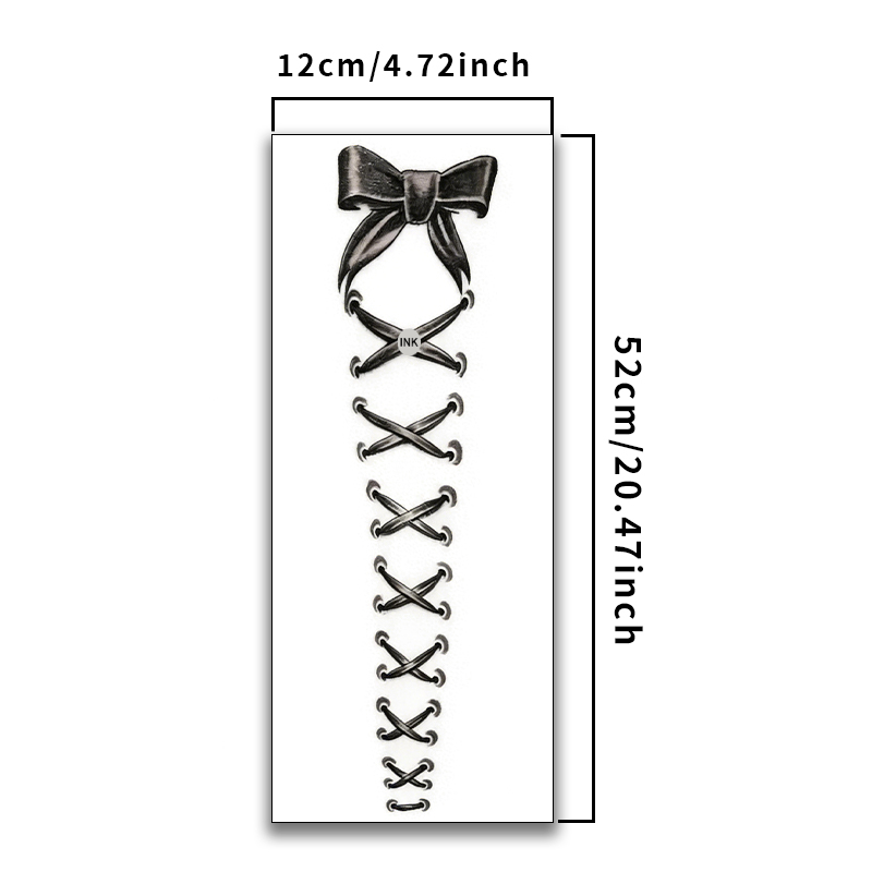 TEMU Plus Size Long Bow Pattern, Waterproof Temporary Tattoo Sticker, Non-reflective Semi-permanent Simulation Tattoo, Unisex, Arm And Back, Leg