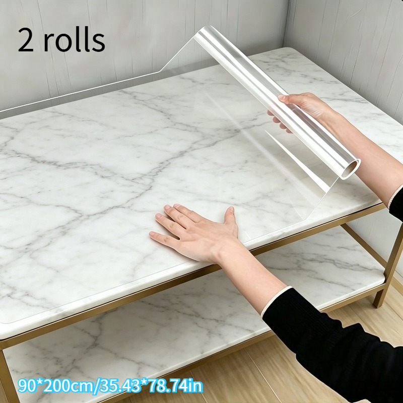 TEMU 1/2large Roll Of Clear Transparent Oil-proof Protective Film, Electrostatic Adsorption Removable, Suitable For Cabinet And Wall Covering |