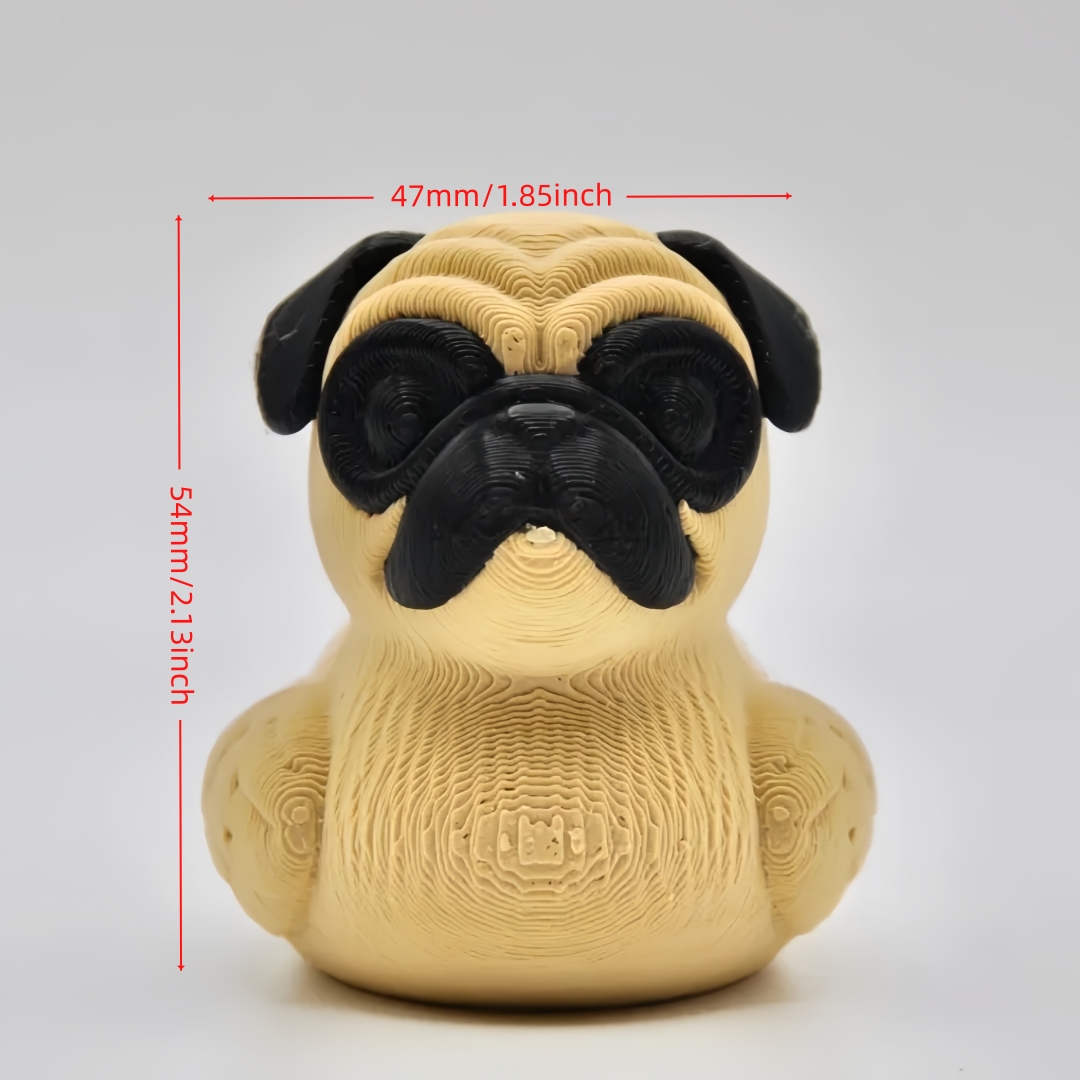 TEMU 3d Printed Whimsical Pug- Headed Duck Figurine, Decorative Accent| Perfect For Home Decor Enthusiasts, Desk Decoration, Gift For Fans Of Unique 3d Prints& Quirky Collectibles