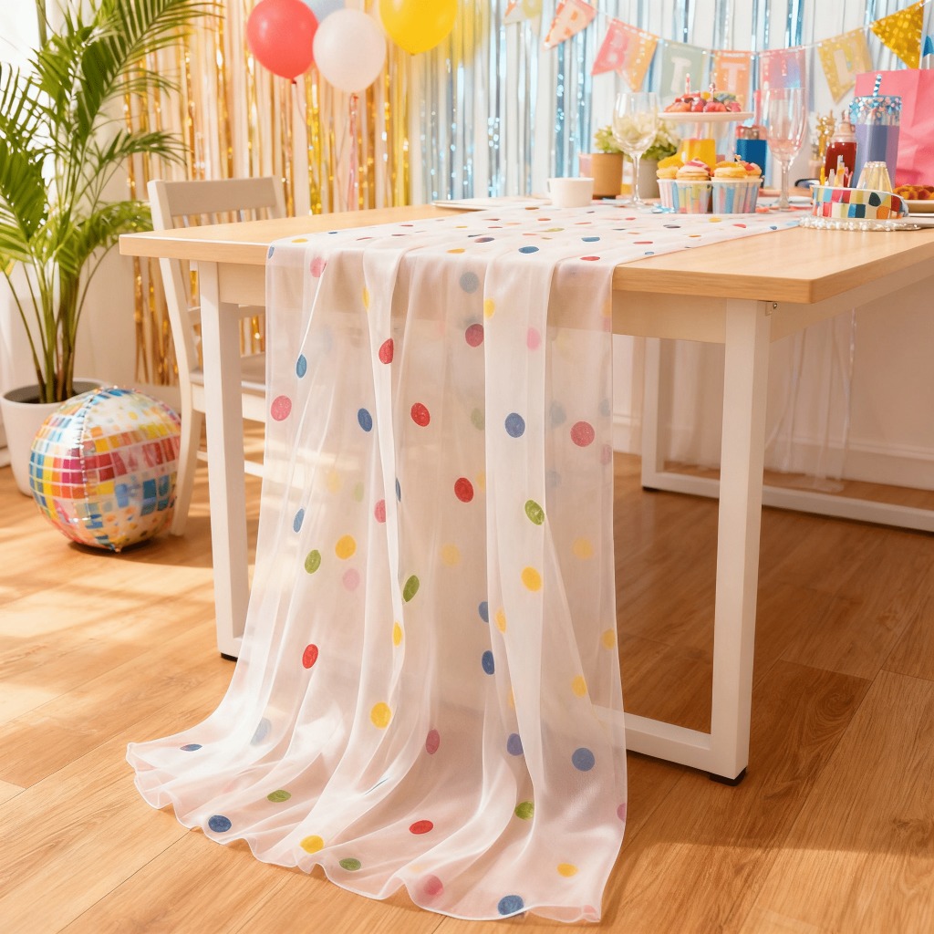 TEMU 1 chemin de table en imprimé à pois colorés et ludiques, style drapé en délicat et premium, spacieux et grandiose, polyvalent pour diverses