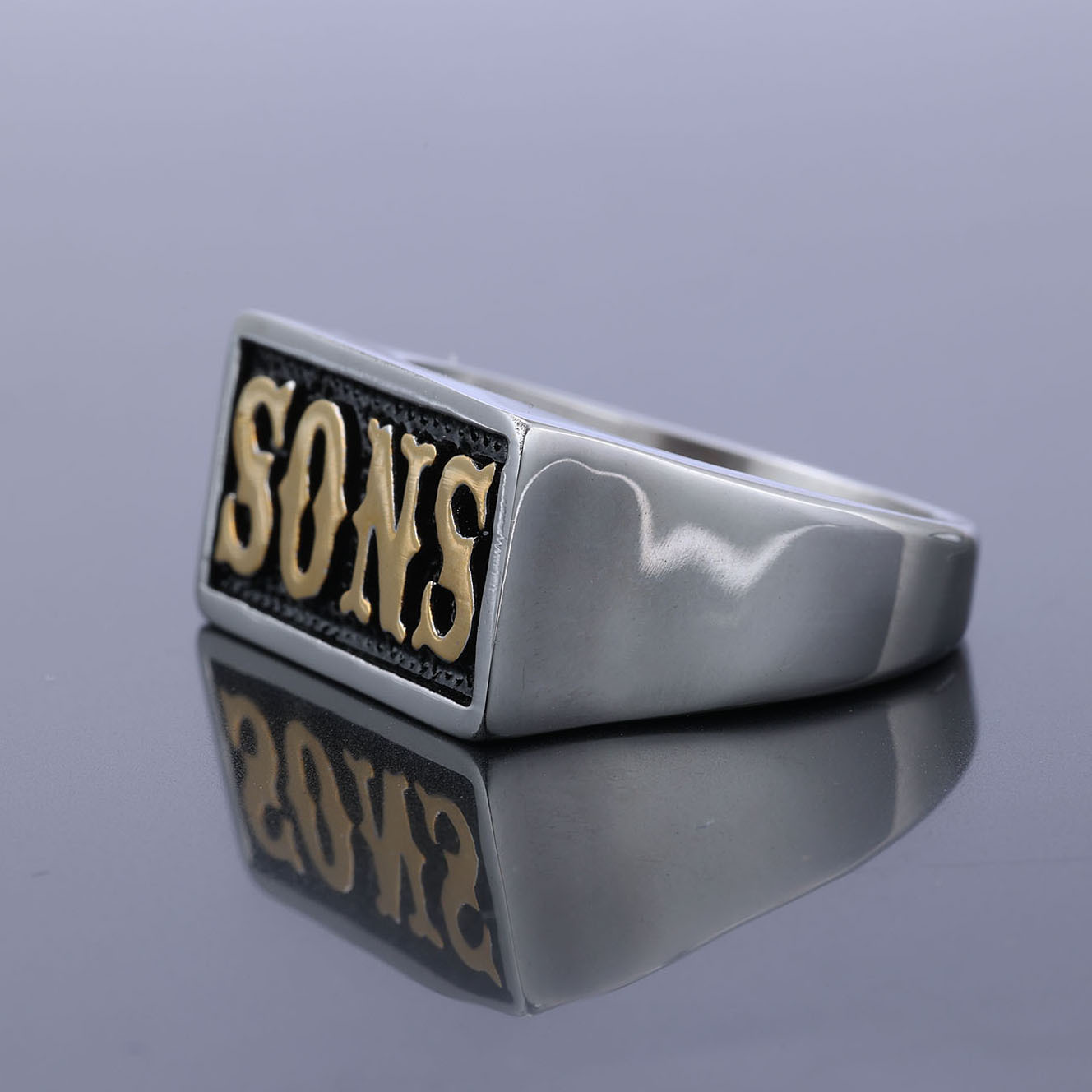 Image of 304l Stainless Steel Letter Band Ring For Men, Trendy Fashion Style Embossed , Accessory