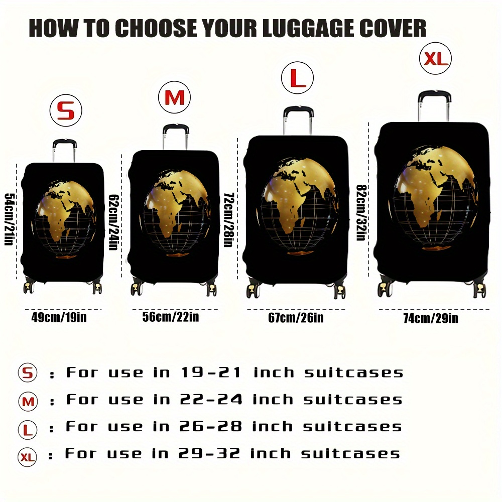 TEMU 1pc, Polyester Luggage Cover, 2d Flat With Golden , Suitcase Protector, Travel Accessory; Essential For Trips And , Reusable Travel Gear, Travel