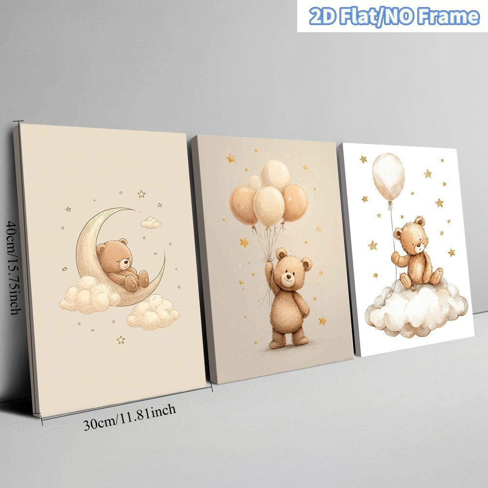 TEMU Décoration murale 2D plate, 3 pièces, style bohème et ferme, convient pour , sur toile verticales cadre - , peintures minimalistes sur le thème