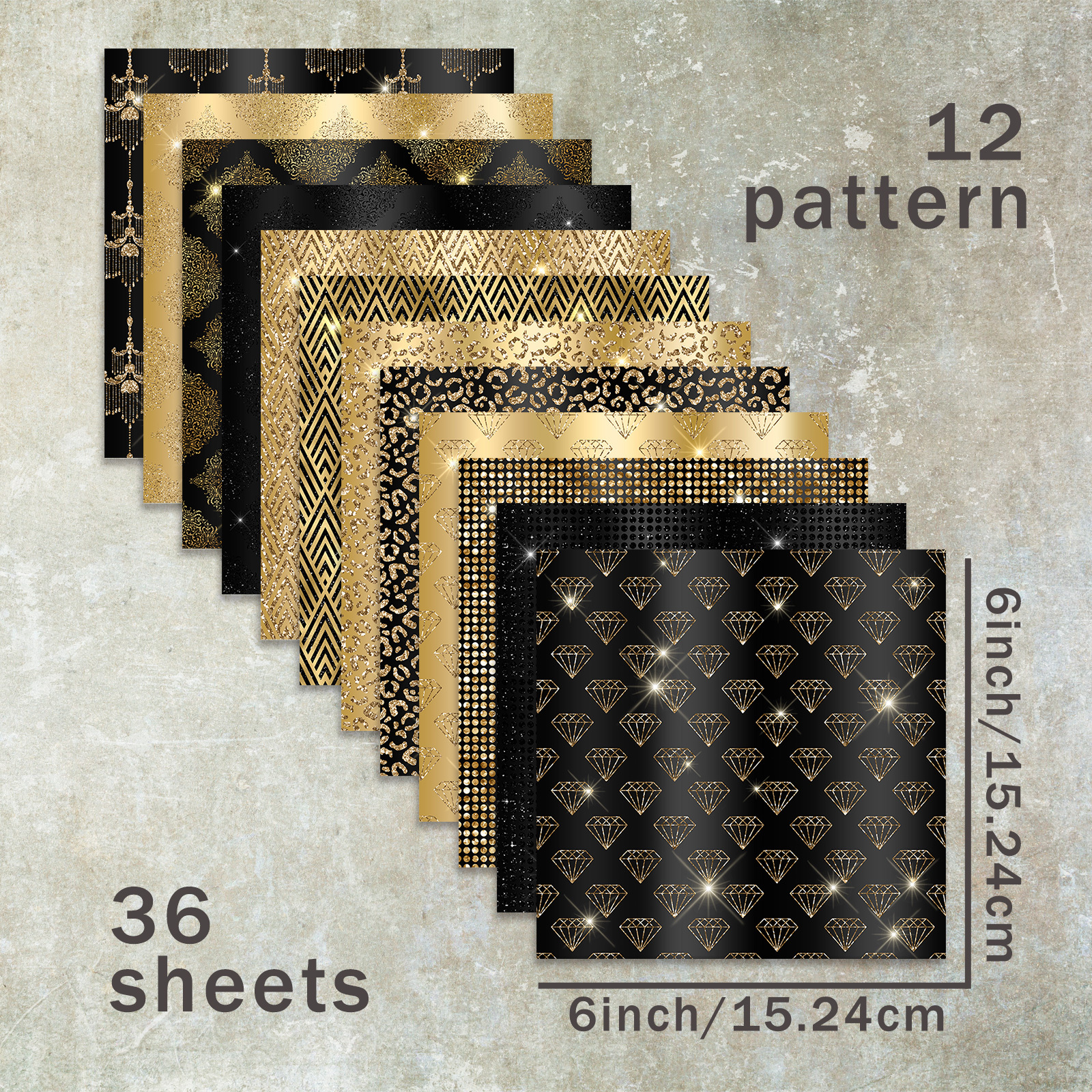 TEMU 36 Sheets 6-inch Glitter Foil Paper Suitable For Journals, Junk Journals, Greeting Cards, Photo Albums & Craft - Shimmer Background Sheets