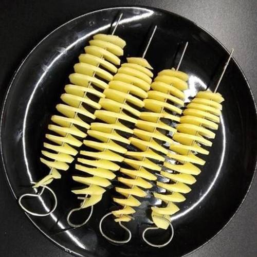 6pcs tornado potato slicer heavy duty stainless steel manual potato slicer with ergonomic handle versatile kitchen and bbq tool for bbq camping kitchen tools home and commercial use no flint or magnesium rod