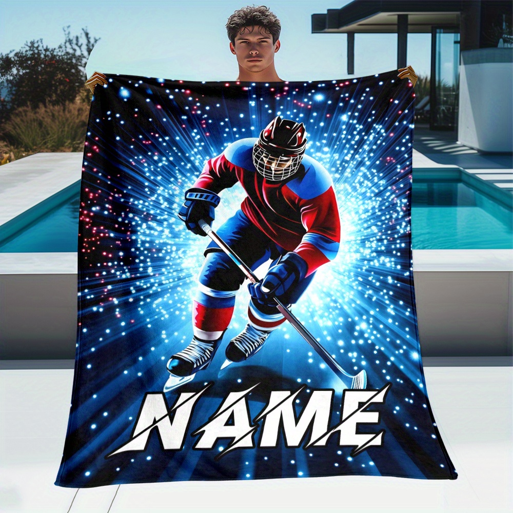 TEMU Custom Name Player Outdoor Blanket-lightweight Flannel Home Furnishings Bedding Blanket Suitable For Outdoor Sofas Beds Travel Camping Living