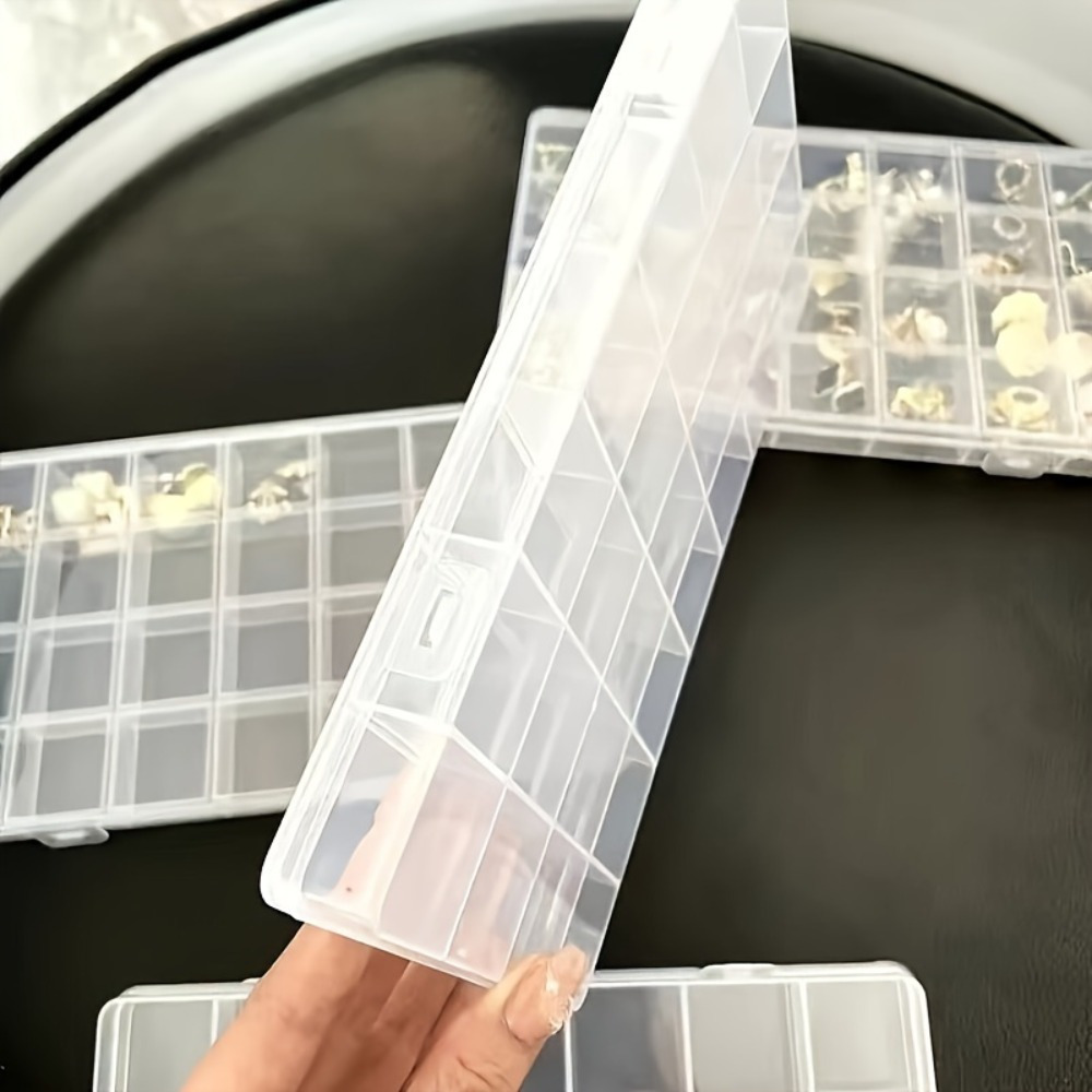 6pcs set clear plastic storage box with lid - 24-compartment organizer with dividers, durable   for jewelry, beads, screws, buttons & small parts - ideal housewarming gift, moving storage solution, compact & sturdy plastic case,  ,   material, home organizers, diy hobbyists Product details 3
