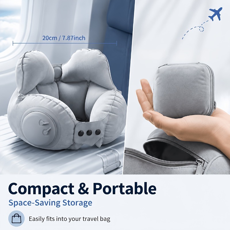 Crown Inflatable U-Shaped Pillow, Portable Neck Pillow for Travel
