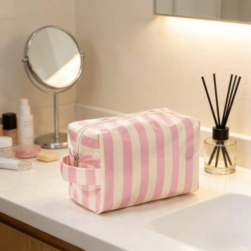 striped toiletry bag for women and girls travel toiletry storage bag womens makeup storage and organizer bag travel storage bag portable and casual suitable as a gift for holidays and birthdays