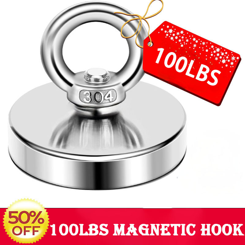 TEMU 36mm Heavy-duty Thimble Eye Magnetic Hook Combination Set - Magnetic Hook, Refrigerator Magnet, Round Magnet For Heavy-duty Use, Suitable For