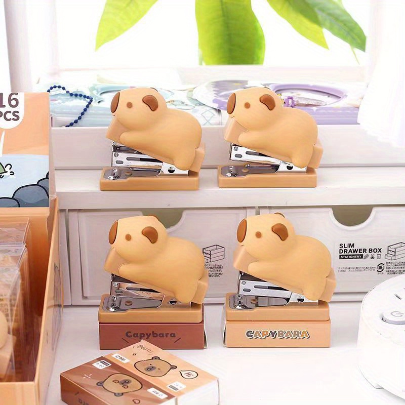 

2pcs Capybara Shaped Stainless Steel Desk Stapler, With , For Office Supplies