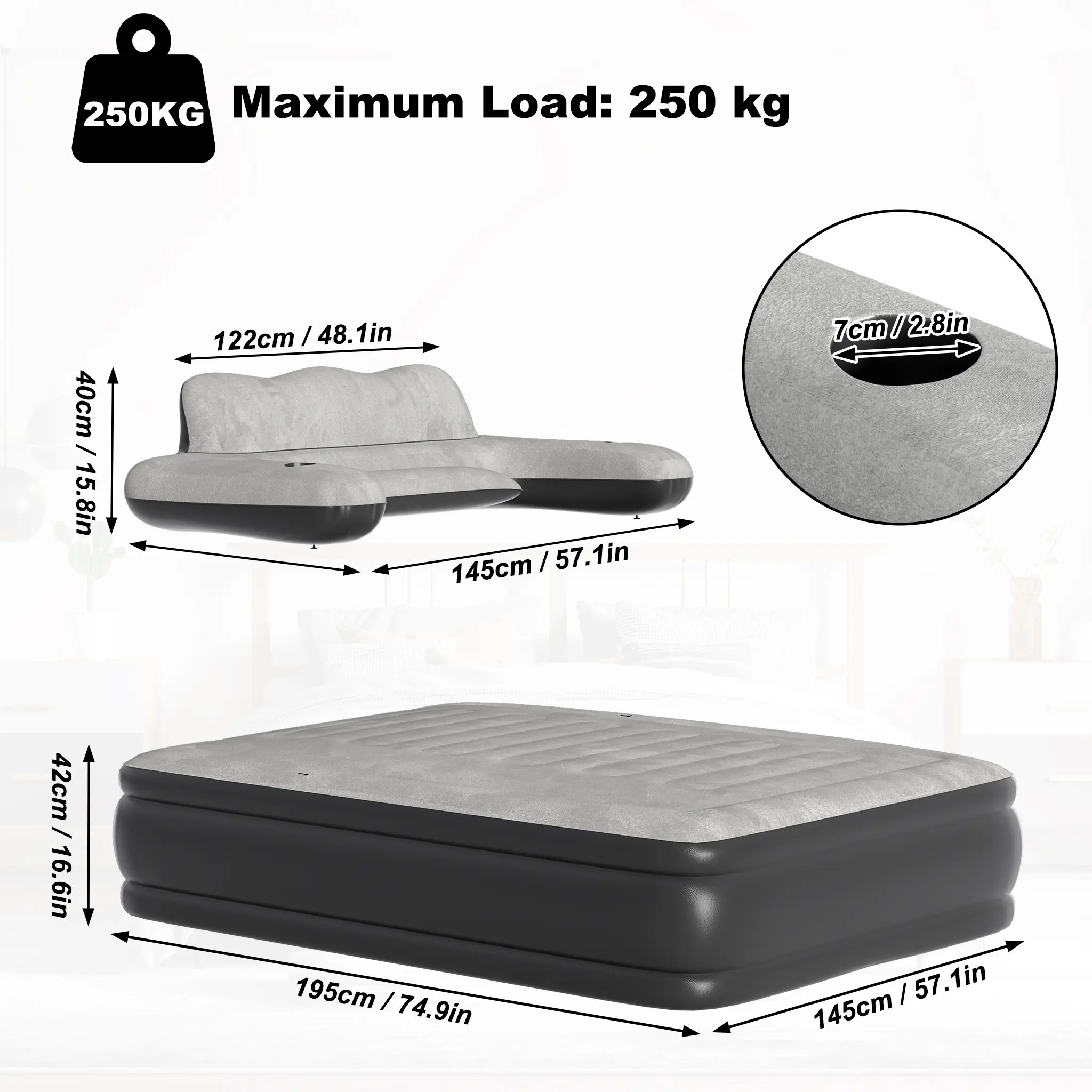 TEMU Air Bed Air Mattress With Backrest Self-inflating, Inflatable Mattress For Camping & Guest Bed