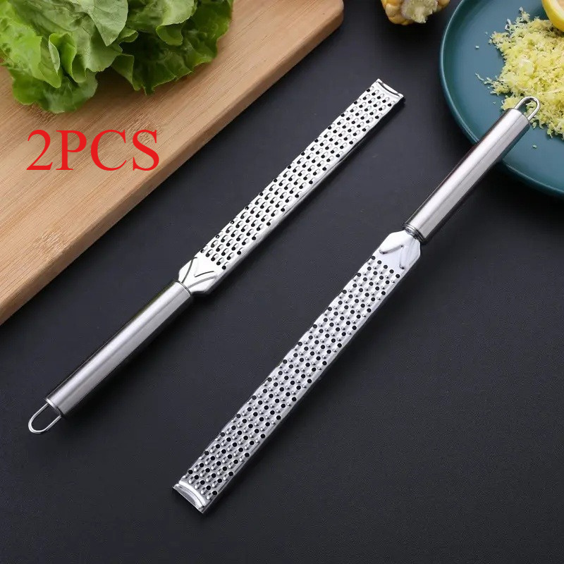 TEMU 1/ 2pcs Multifunctional Long-handled Stainless Steel Lemon Grater And Cheese Grinding, Suitable For Fruits Such As Citrus Lemons, Chocolate And