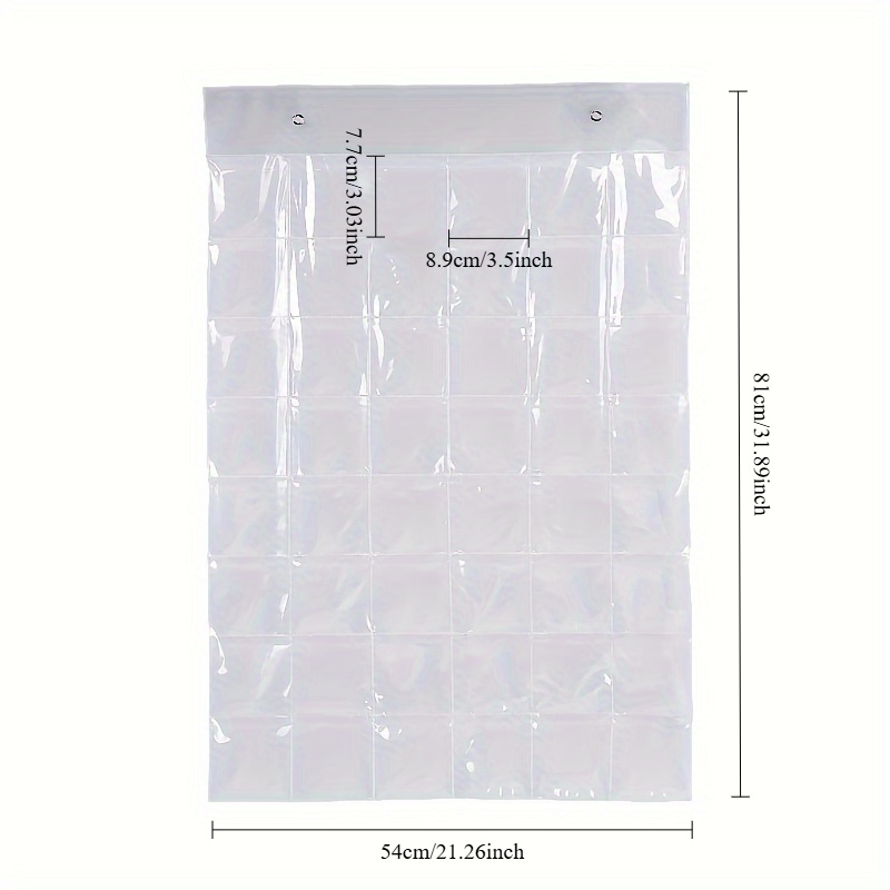TEMU 1pc 48-pocket Transparent Hanging Display Organizer For Trading Cards/badge, Wall-mounte, Cards Laser Ticket Badge Holder, Wall-mounted, Home