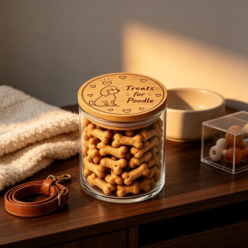 Custom Engraved Glass Snack Jar for Poodle Owners