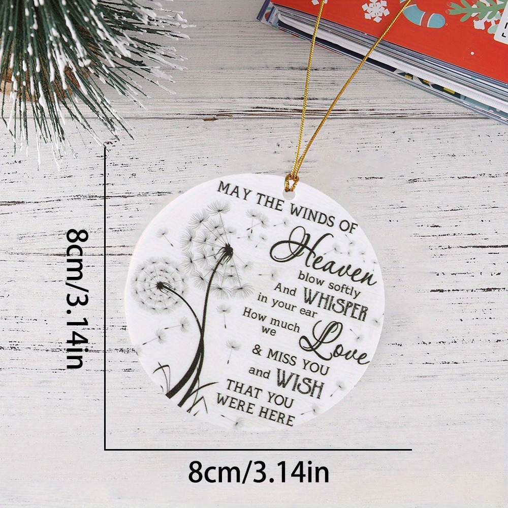 Dandelion Memorial Round Acrylic Pendant – Hanging Sign Plaque – UV Printed – 8cm – UK Made