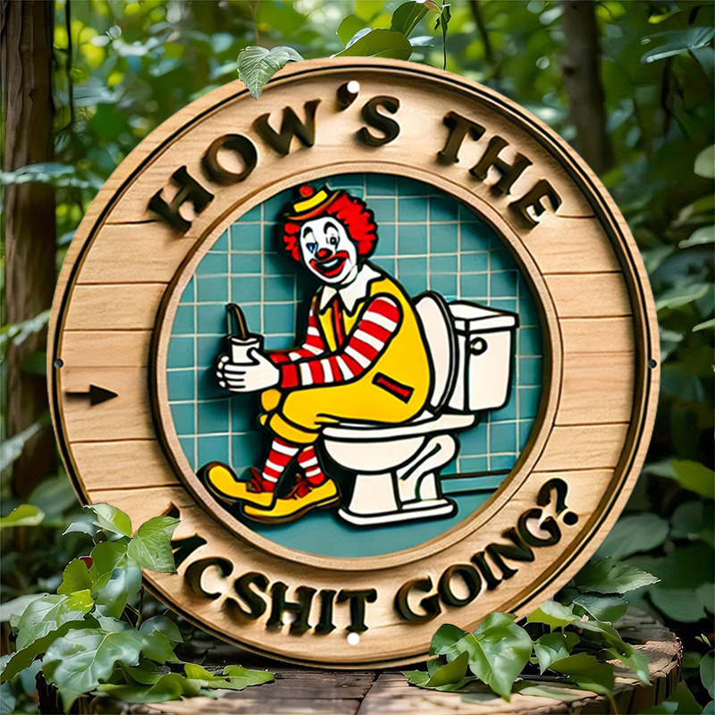 

Room Decor 1pc Retro Clown Bathroom Humor Round Aluminum Sign - Vintage Rustic Metal Tin , Novelty Toilet Decor For Home, Garage, Cafe, Restroom