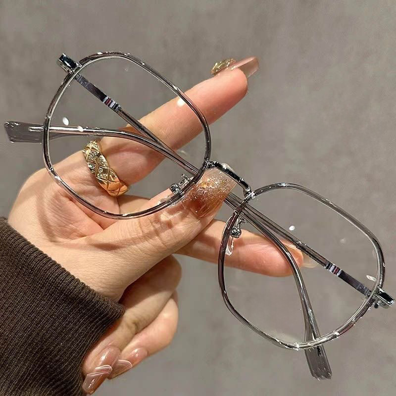 ladies classic polygonal transparent lens glasses metal Temu Ireland