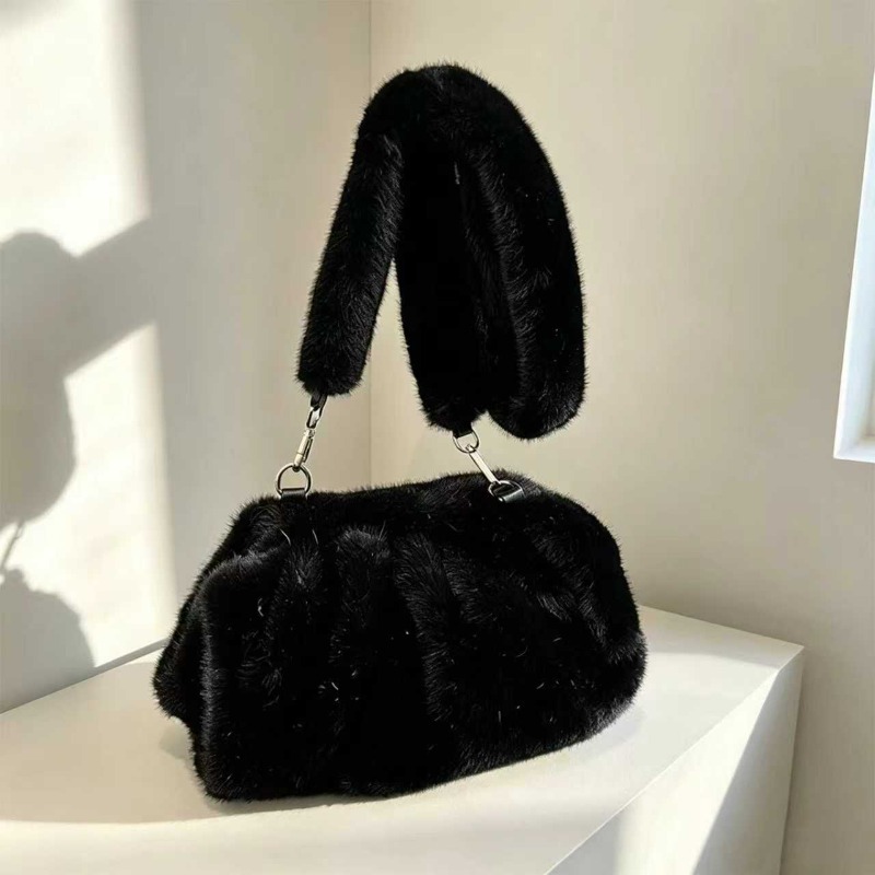 Image of 2026 New Fluffy Shoulder Bag For Women, Fashionable Mink Cloud Bag, Versatile Crossbody Bag For Autumn And Winter