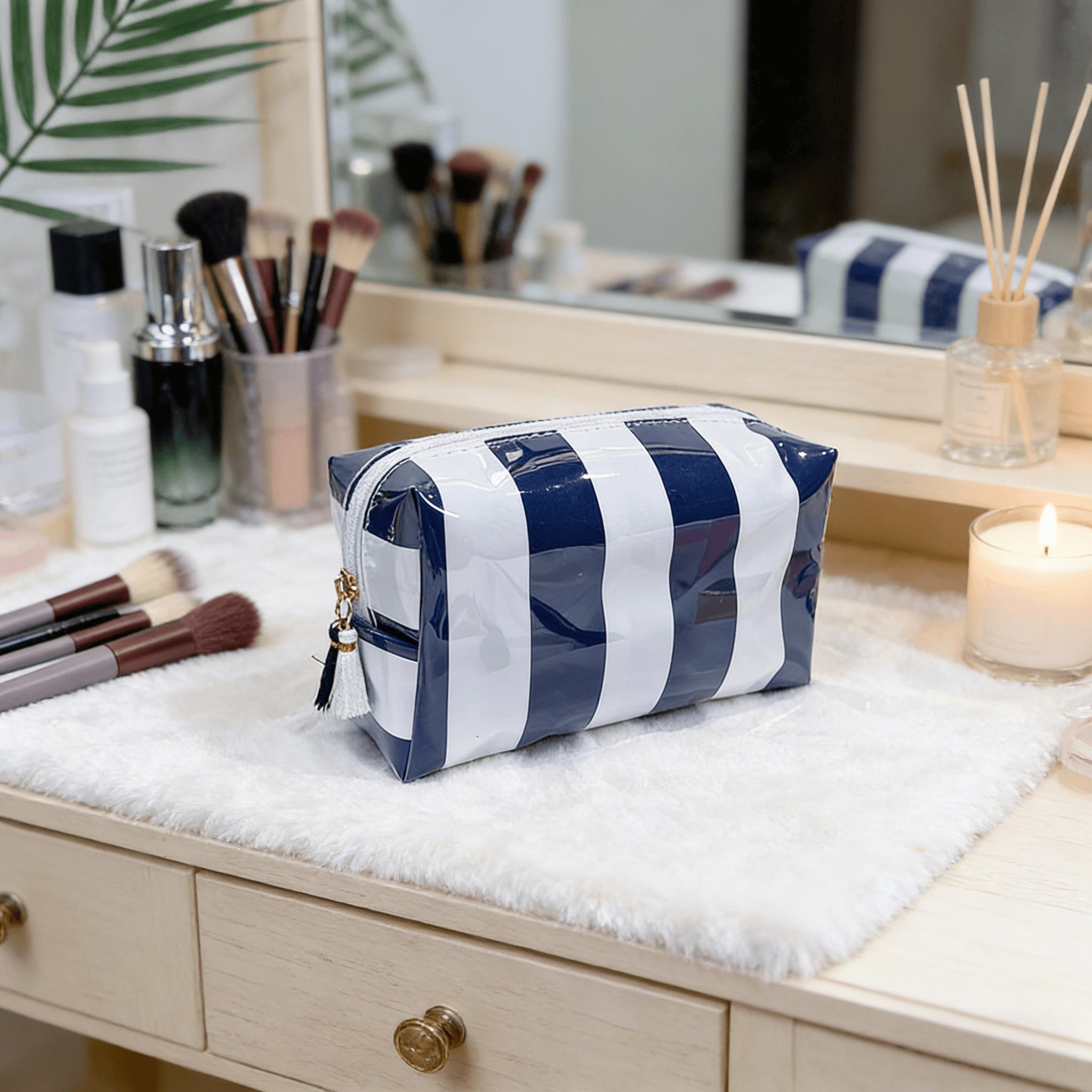 TEMU Beauty Case a Righe, Borsa Portatile , Borsa da Pendolare a , Beauty Case di Grande Capacit�, Borsa Portatile da Viaggio per Viaggi di Lavoro,
