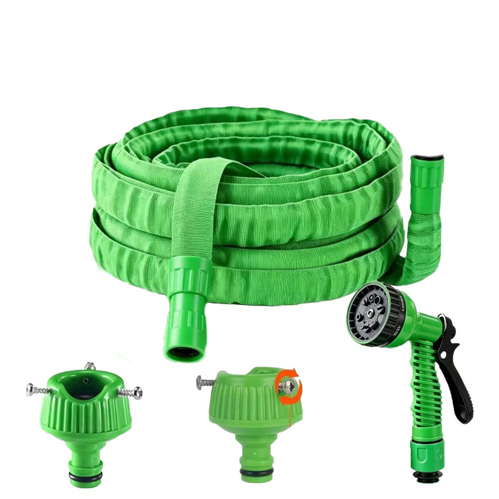 TEMU 50/100ft Portable Function Heavy-duty Rubber Non-expandable Water Pipe Set, Multi-pressure Nozzle Water Gun Car Washing And Cleaning Tool,