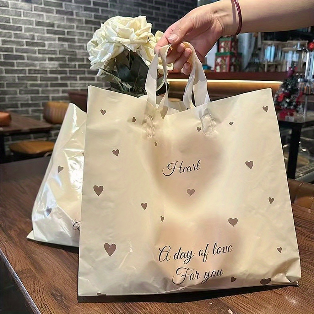 Image of 5pcs Thick Plastic Tote Bags Suitable For Parties, Holidays, Shopping, & Travel - Portable Spacious Casual Bags, Ideal For Cosmetics, Books, Groceries