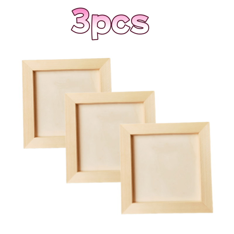TEMU Lot de 3 cadres photo extrêmement simples en bois à faire soi-même, cadre en bois vierge pour peinture à la pâte à modeler et décoration,