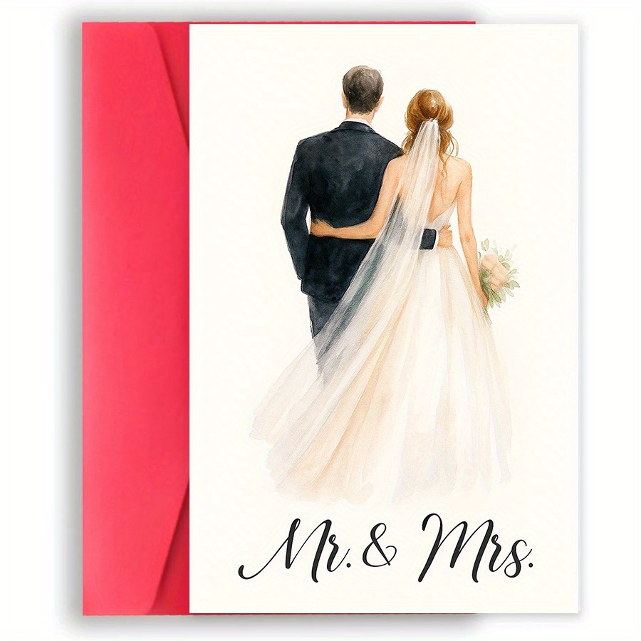 TEMU 1 Elegant Wedding Greeting Card | , Ideal For Wedding Gifts And Celebrations, Messages For Special Occasions