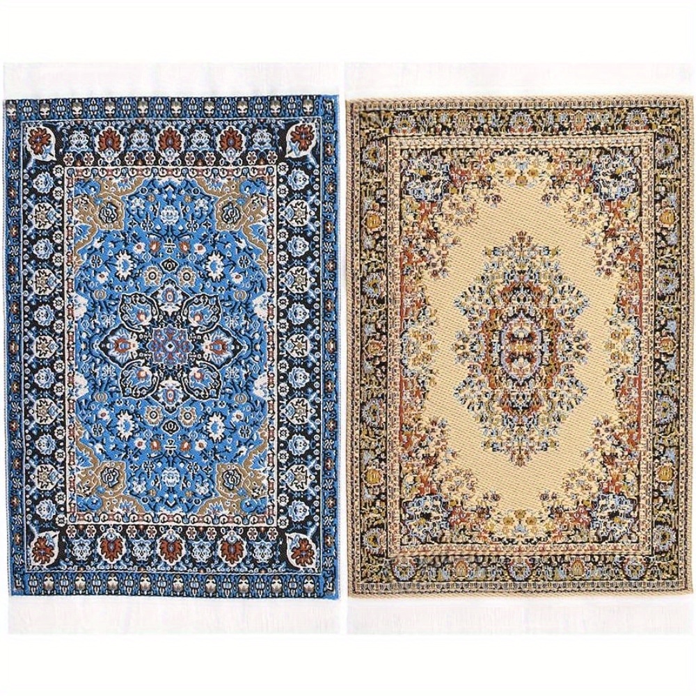 Lot De 4 Tapis Miniatures En Peluche – échelle 1:12 – Pour Maison De Poupée, Salon, Chambre, Cuisine
