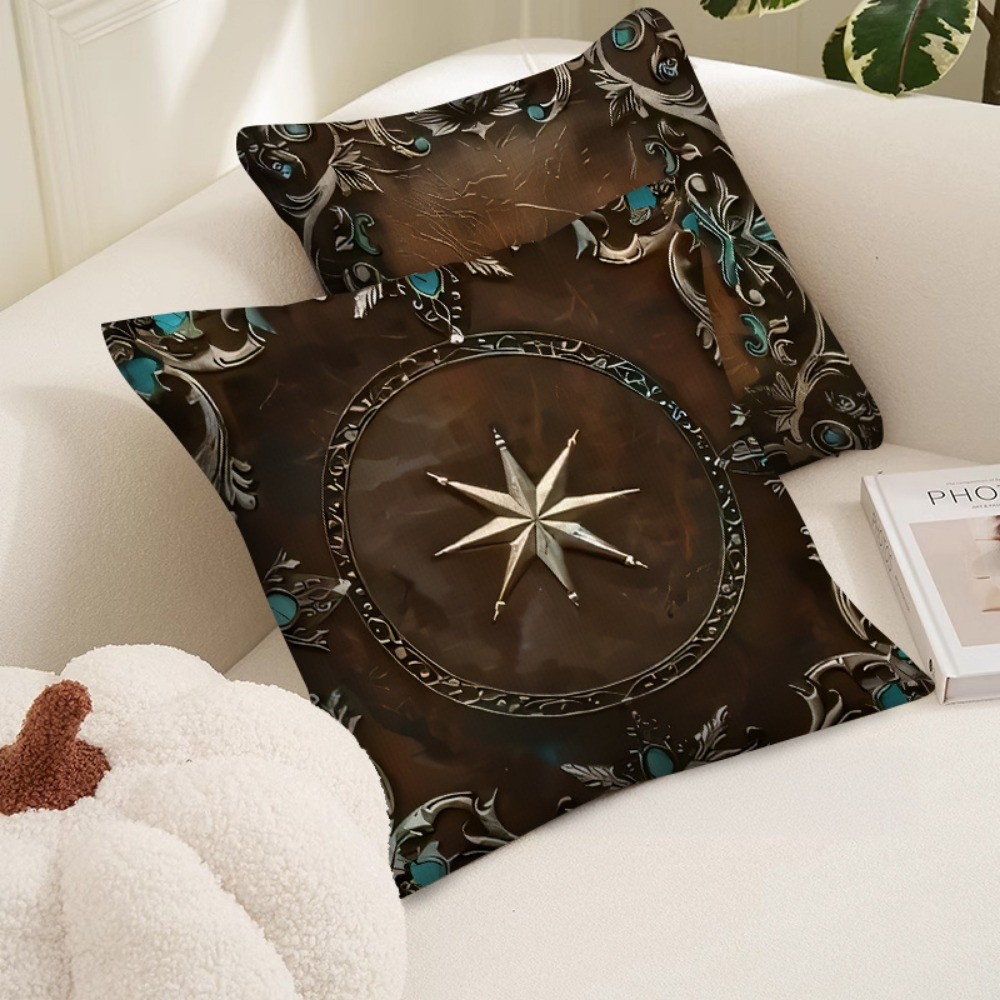 4pcs throw pillow covers vintage cowboy style pillow covers soft and durable brown sky blue pattern suitable for sofa car bedroom living room and office decoration double sided printing does not   pillow core Product details 2