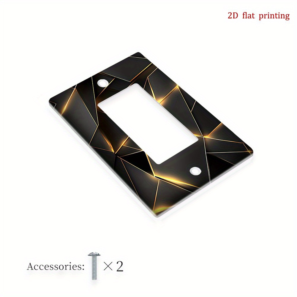 TEMU 1 pièce Plaque Murale Géométrique Moderne Noire et Dorée - Cache Décoratif pour Interrupteur et Prise, Adapté , , Installation Facile par Clip,